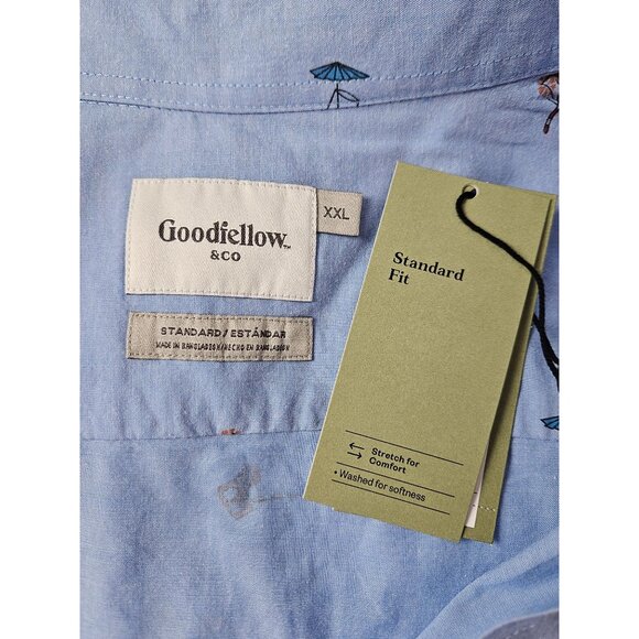 Goodfellow & Co Mens Blue Short-Sleeve Button-Up Shirt Umbrella Drink Print XXL - Picture 9 of 9